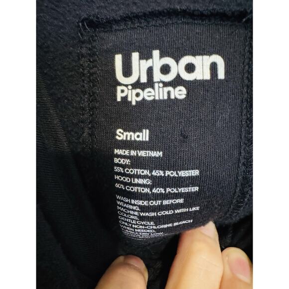 Urban Pipeline Y2K Black Hoodie Graphic Grunge Skater Soft Interior Mod. Retro S - Picture 3 of 8